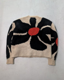Paloma Wool Black &amp; Cream Floral Jacquard Knit Sweater