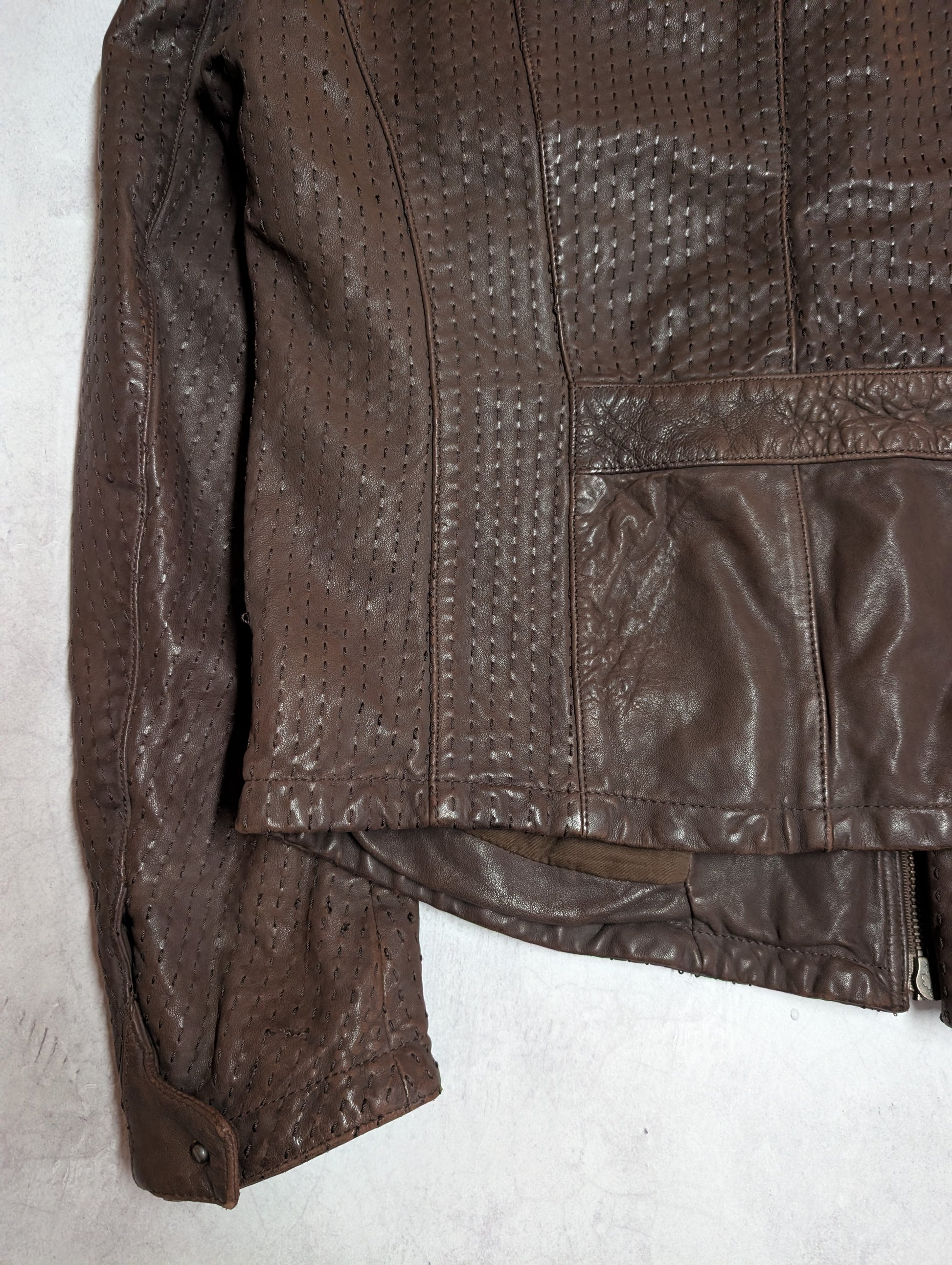 Emporio Armani Sashiko Leather Moto Jacket