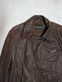 Emporio Armani Sashiko Leather Moto Jacket