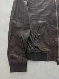 Armani Jeans Brown Lambskin Patchwork Bomber Jacket