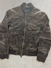 Armani Jeans Brown Lambskin Patchwork Bomber Jacket
