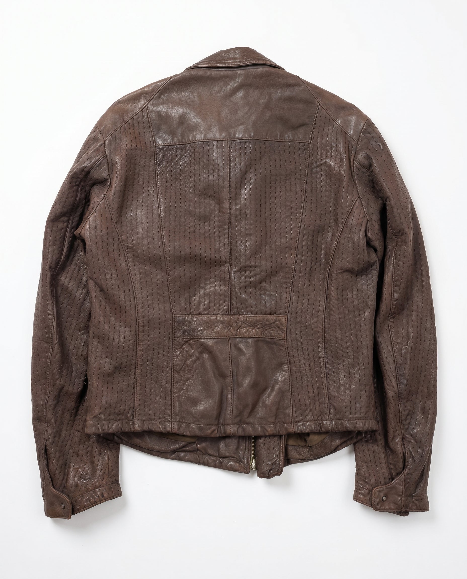 Emporio Armani Sashiko Leather Moto Jacket