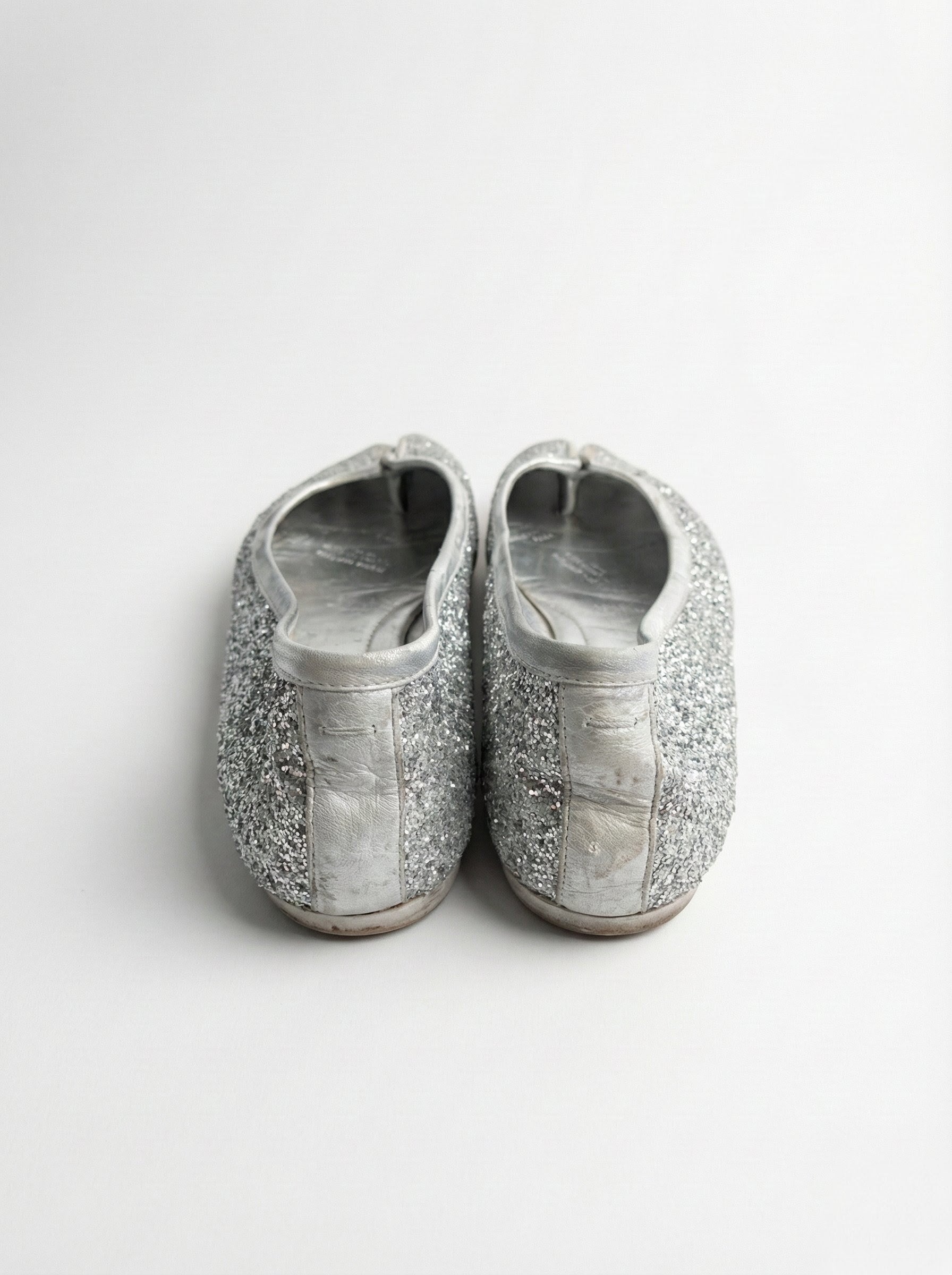 Maison Margiela Silver Glitter Tabi Ballet Flats