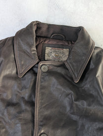 Armani Jeans Grained Leather Coat 1990's