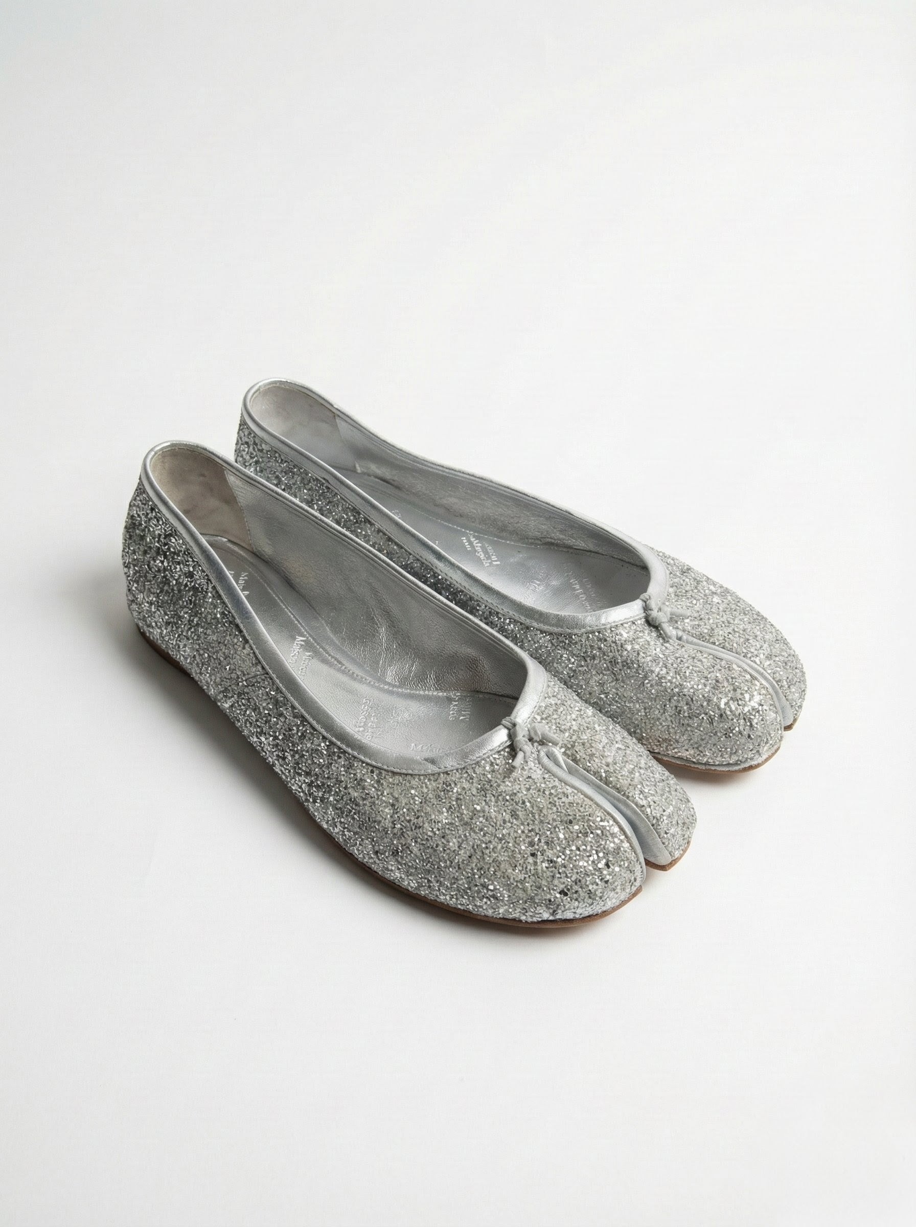 Maison Margiela Silver Glitter Tabi Ballet Flats