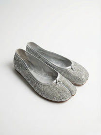 Maison Margiela Silver Glitter Tabi Ballet Flats