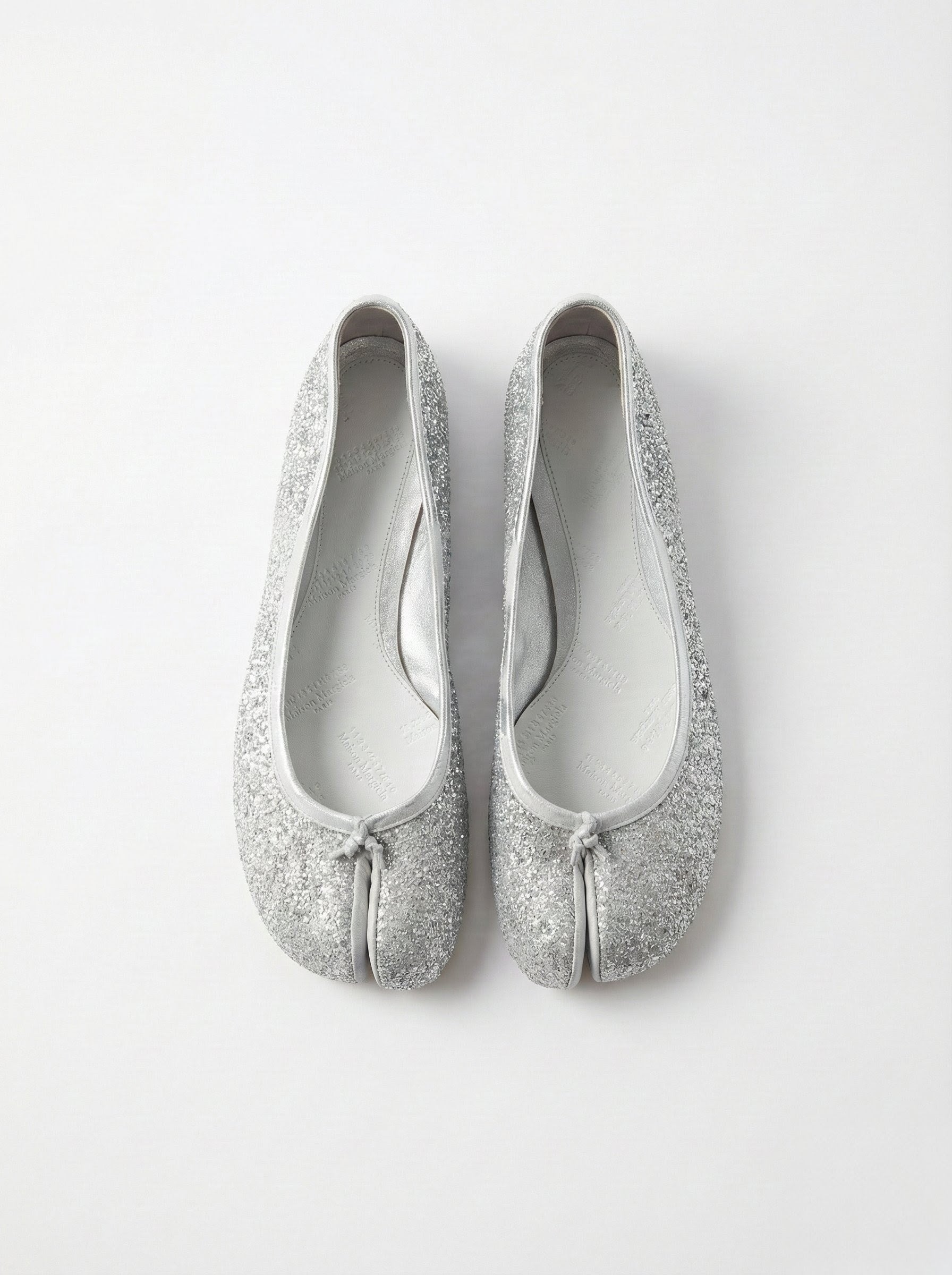 Maison Margiela Silver Glitter Tabi Ballet Flats