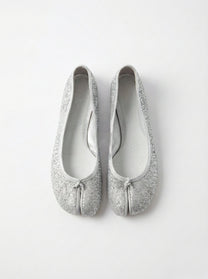 Maison Margiela Silver Glitter Tabi Ballet Flats