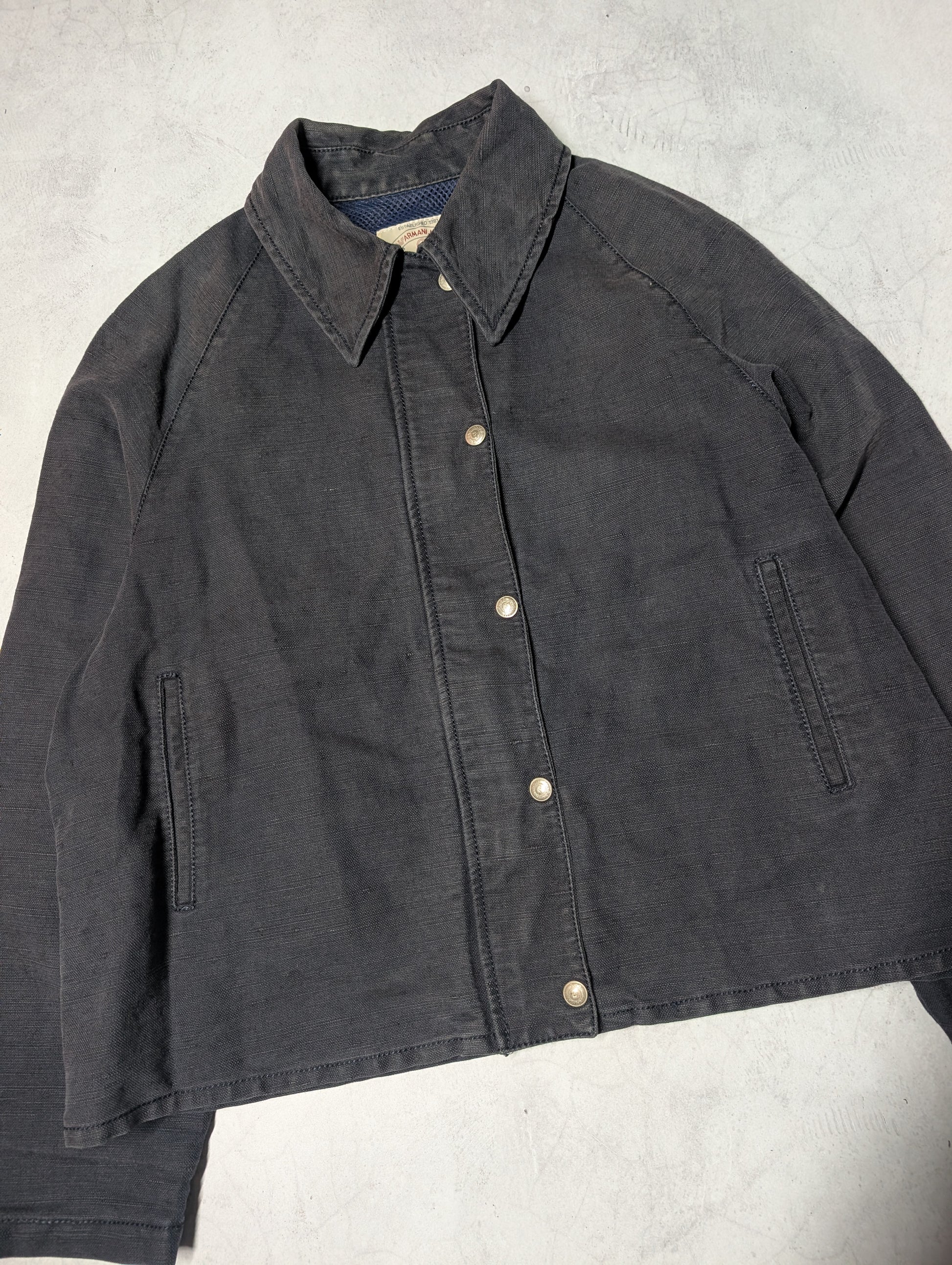 90's Armani Jeans Stone Washed Linen Blouson Jacket