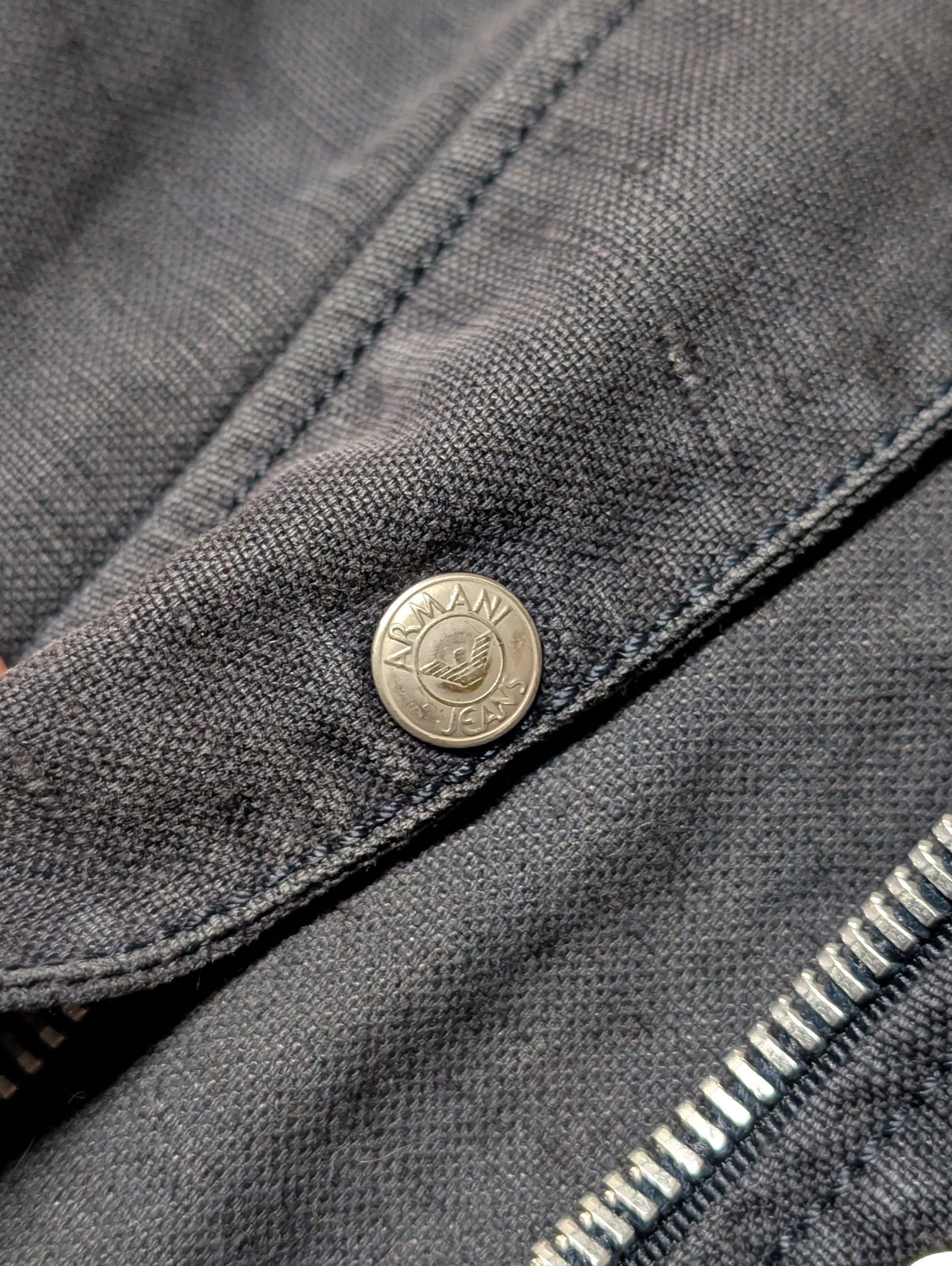 90's Armani Jeans Stone Washed Linen Blouson Jacket