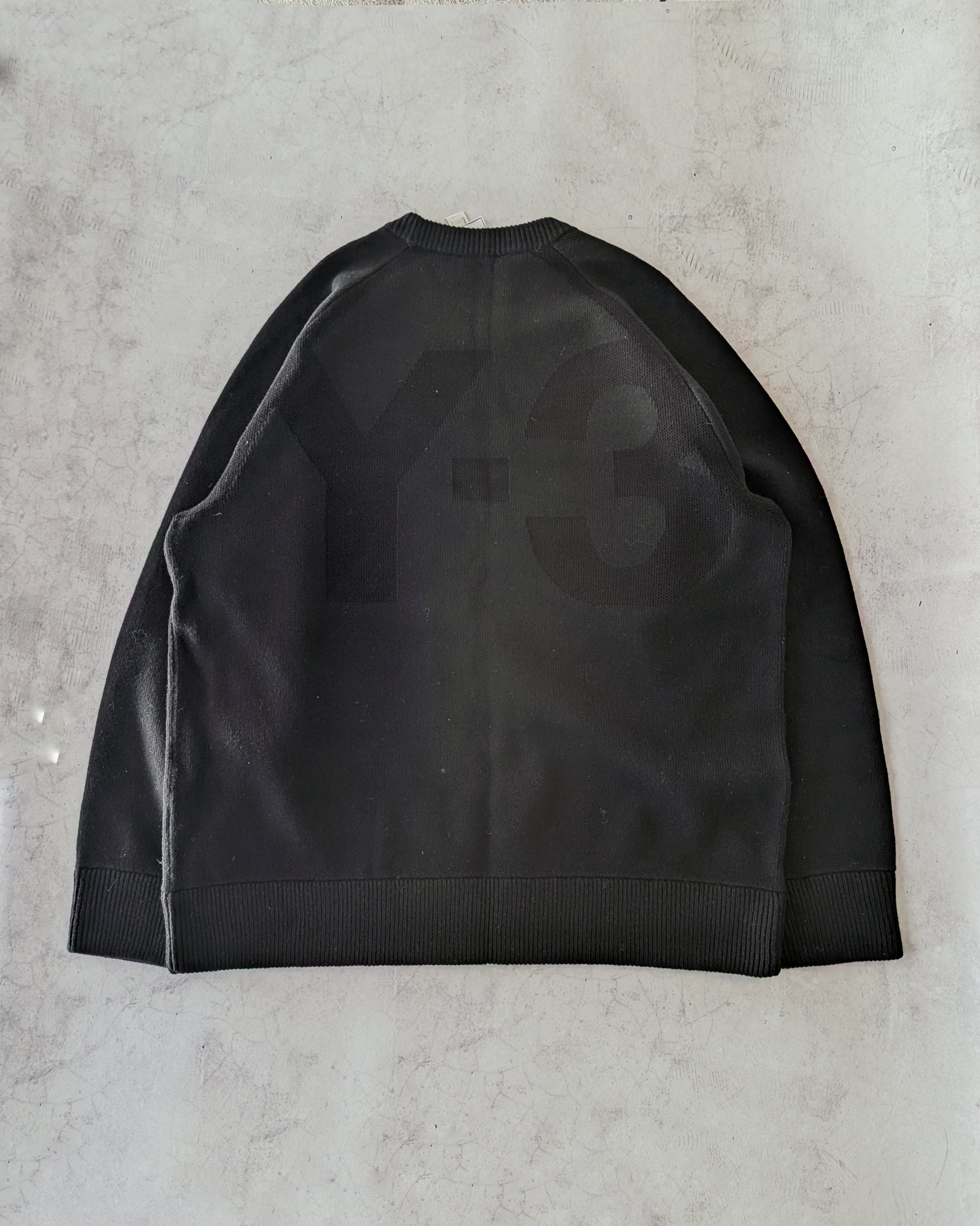 Adidas Y-3 Distressed Knit Wool Big Logo Sweater