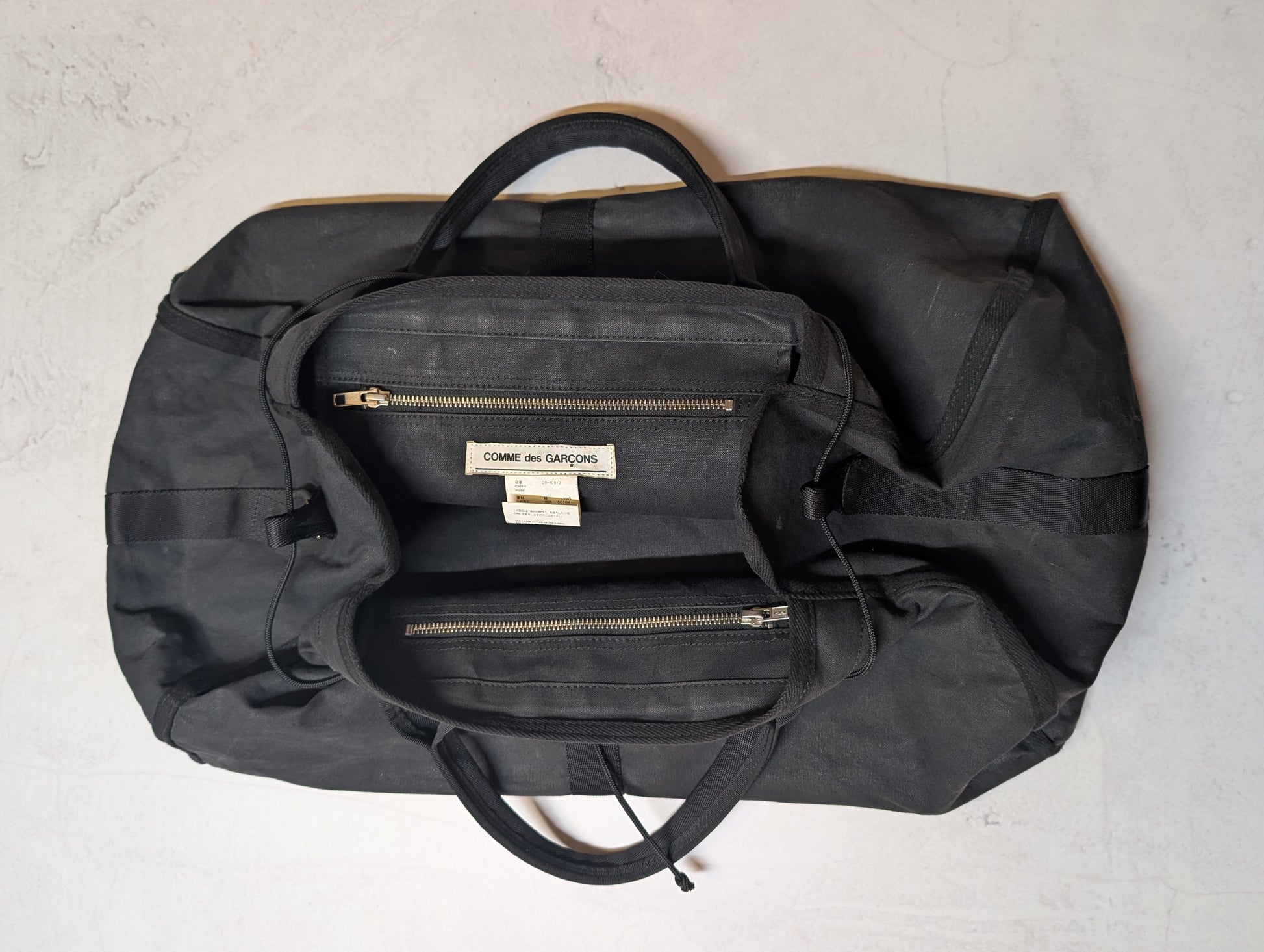 Comme des Garcons Logo Cotton Canvas Travel Duffle Bag 1990's