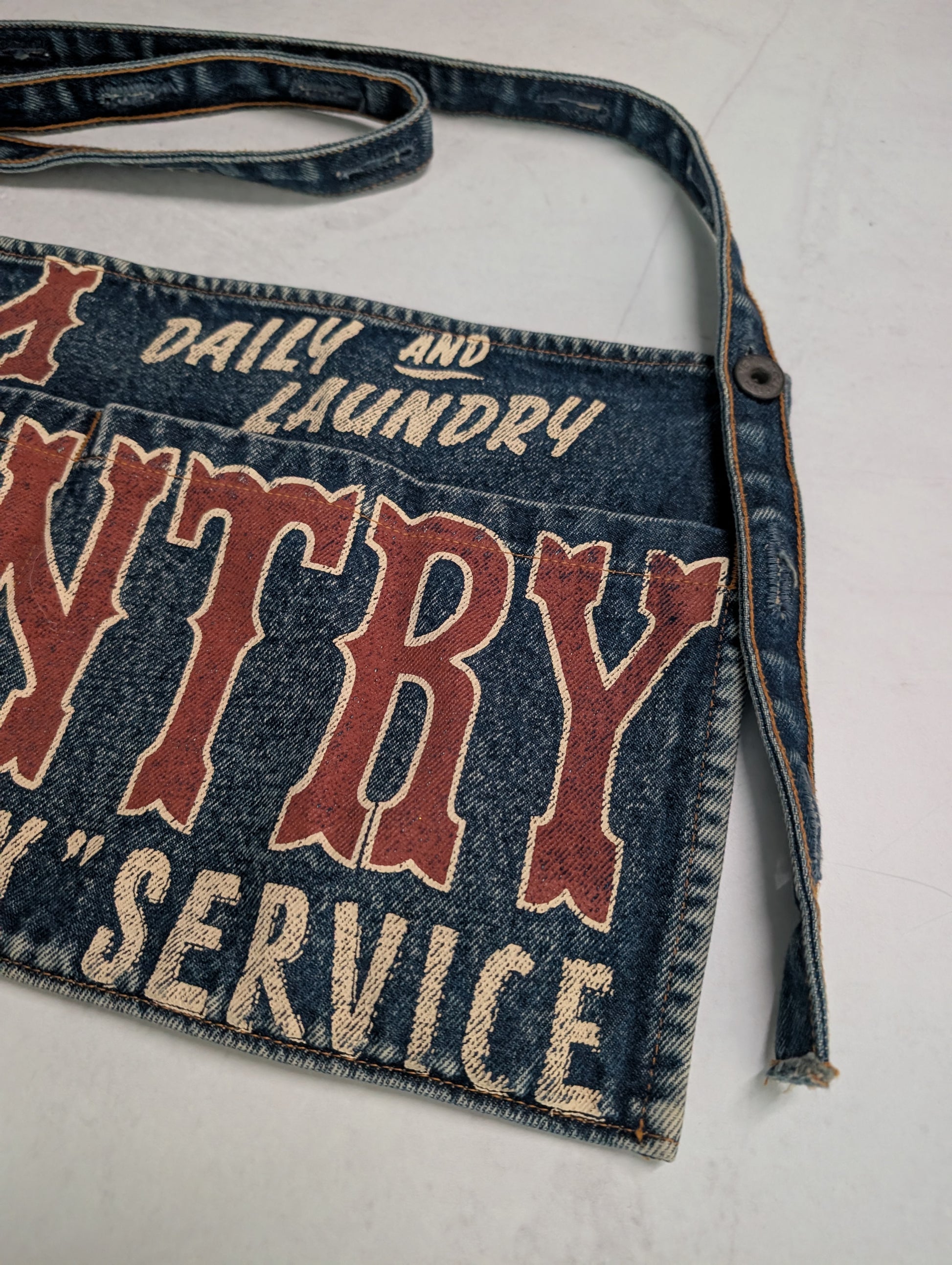 Kapital Kountry 'Em Daily &amp; Laundry' Printed Denim Utility Apron Bag