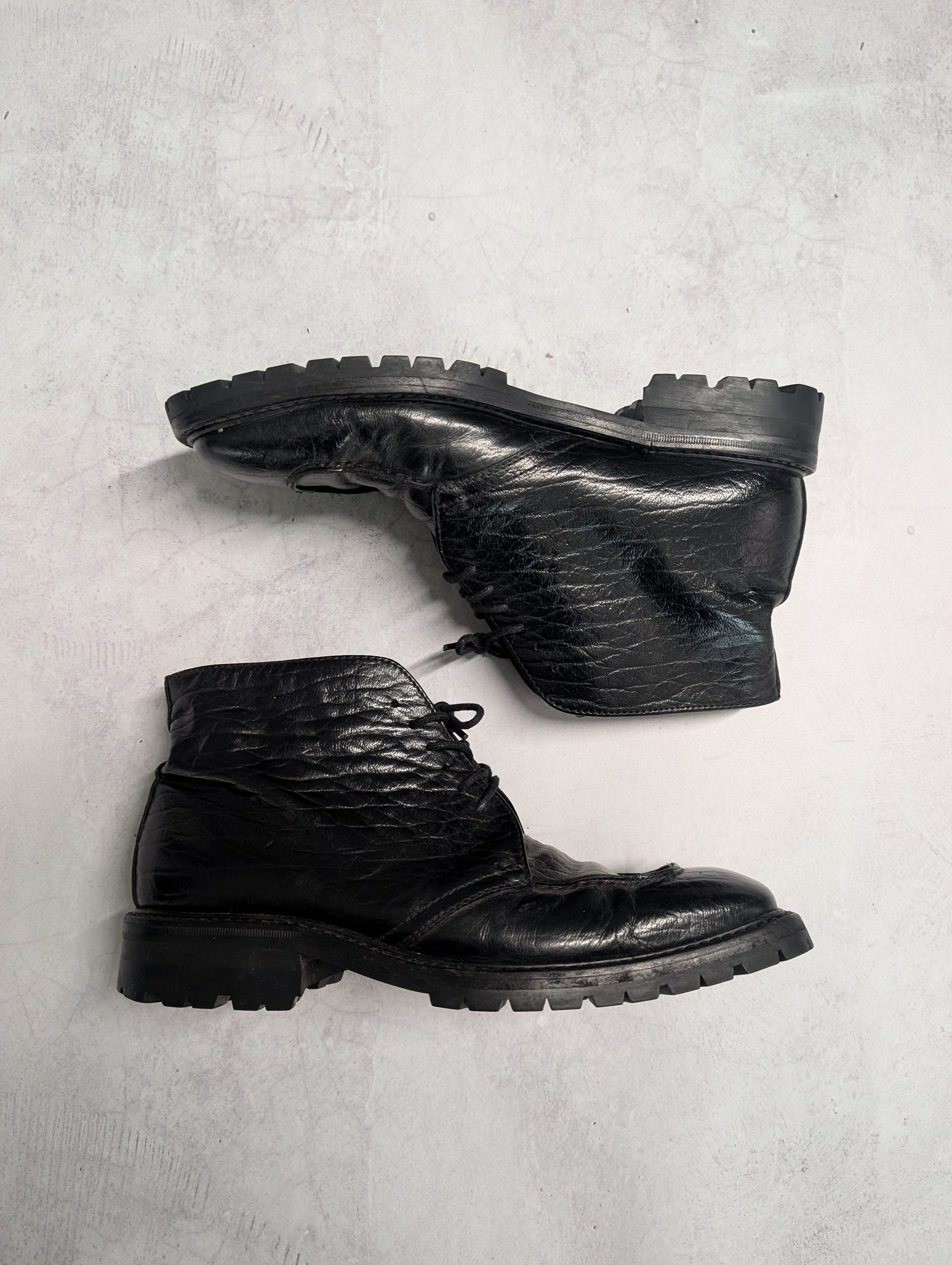 Prada Vintage Textured Leather Square-Toe Vibram Chukka Boots