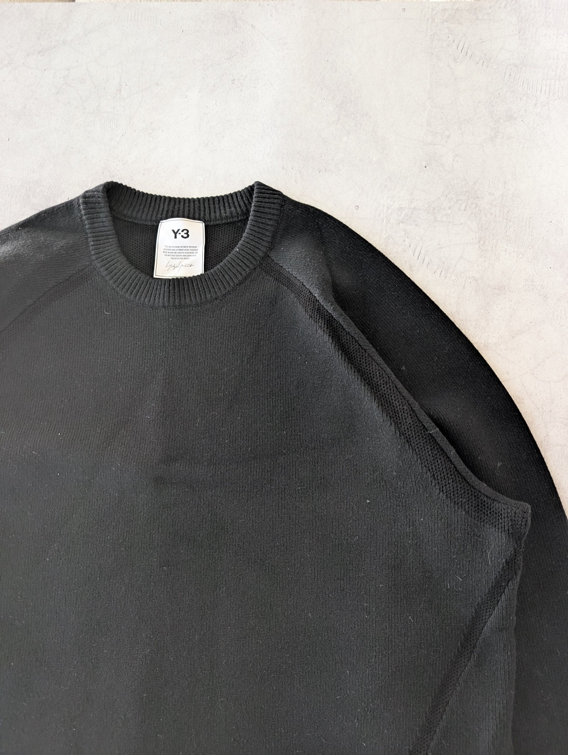Adidas Y-3 Distressed Knit Wool Big Logo Sweater