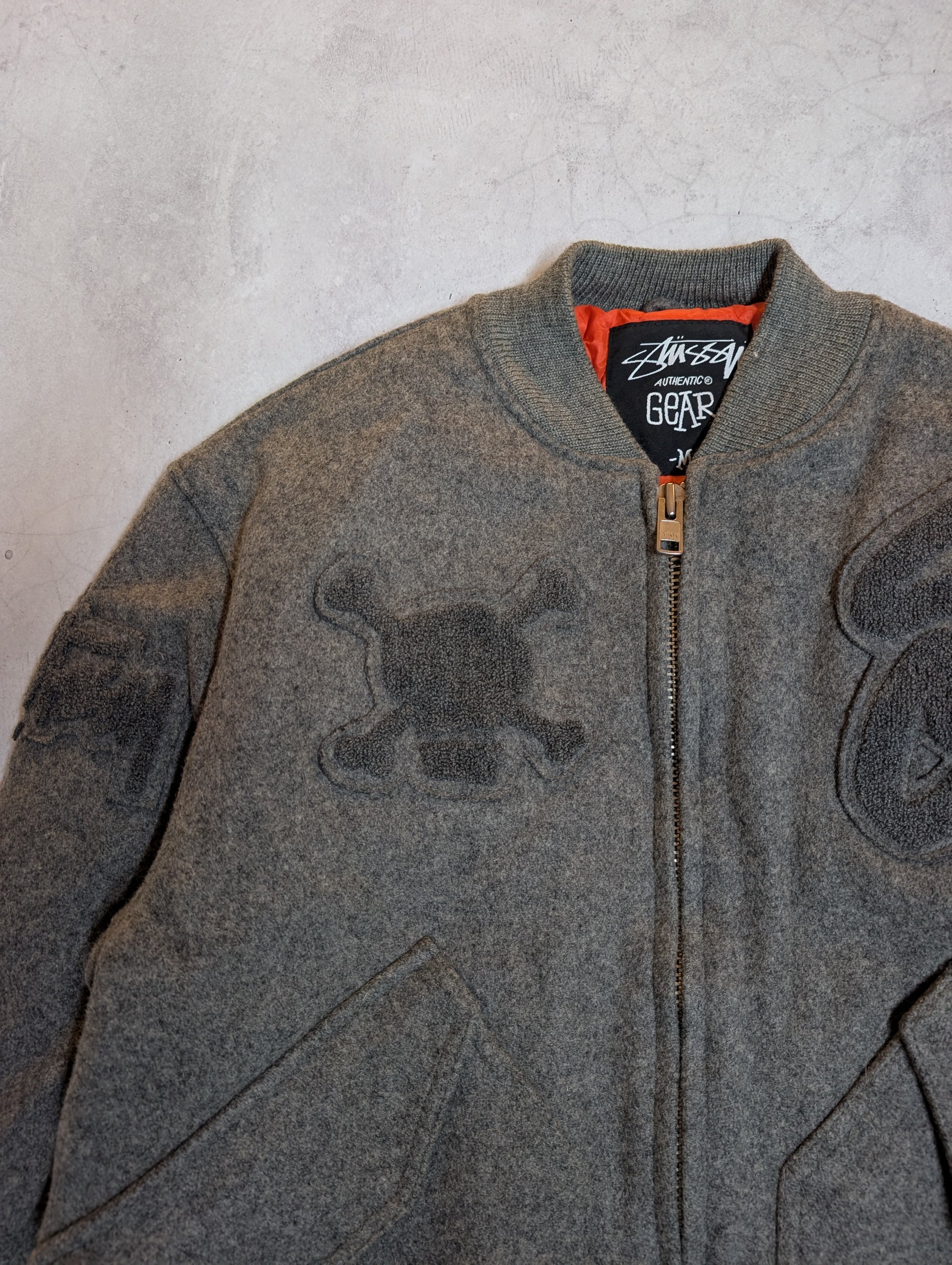 Stussy Wool Chenille Patch Bomber Jacket 90's