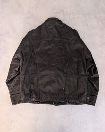 Vintage 1990s Heavyweight Fireman Clasp Leather Jacket