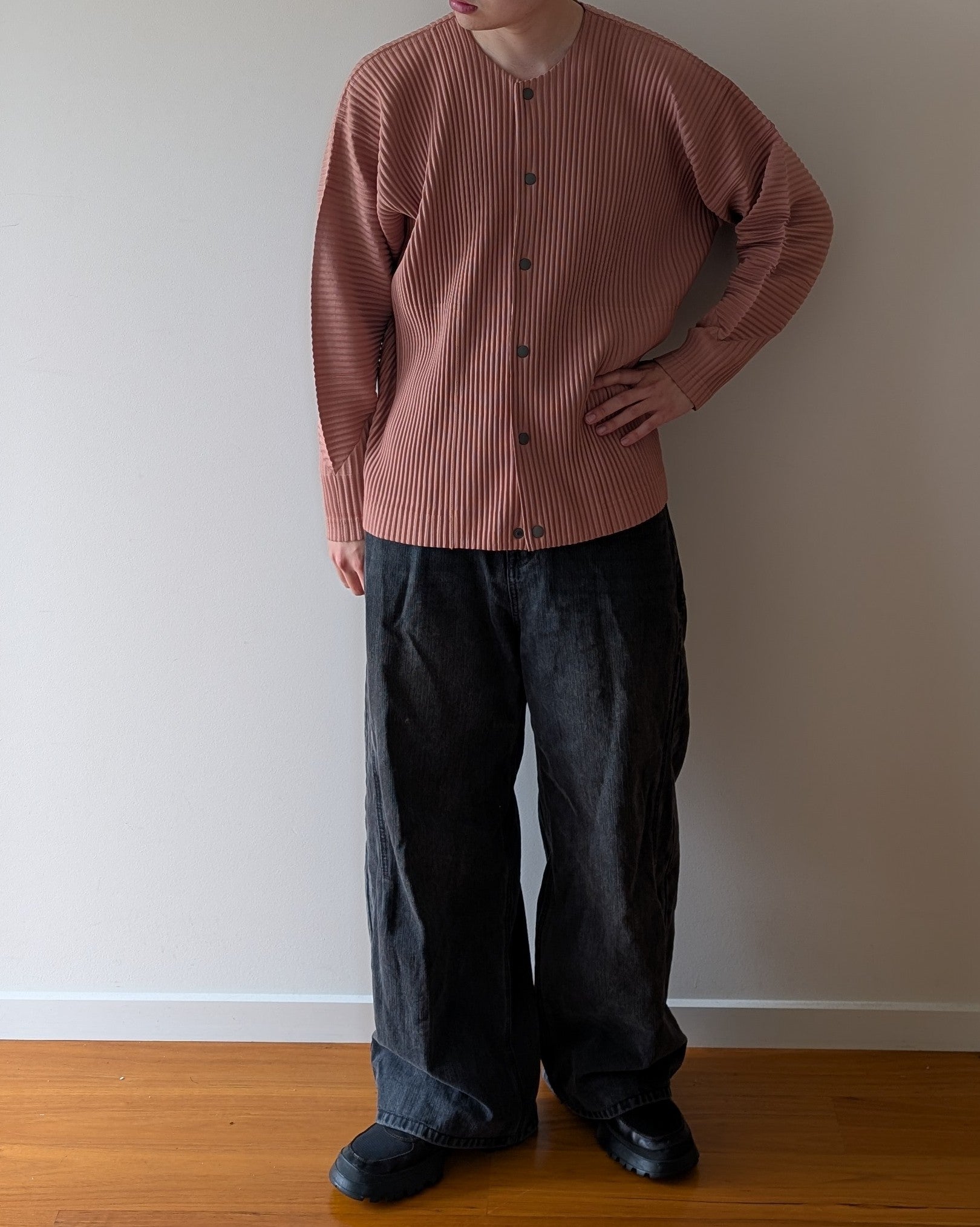 Homme Plissé Issey Miyake Pleated Jacket in Coral