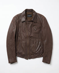 Emporio Armani Sashiko Leather Moto Jacket