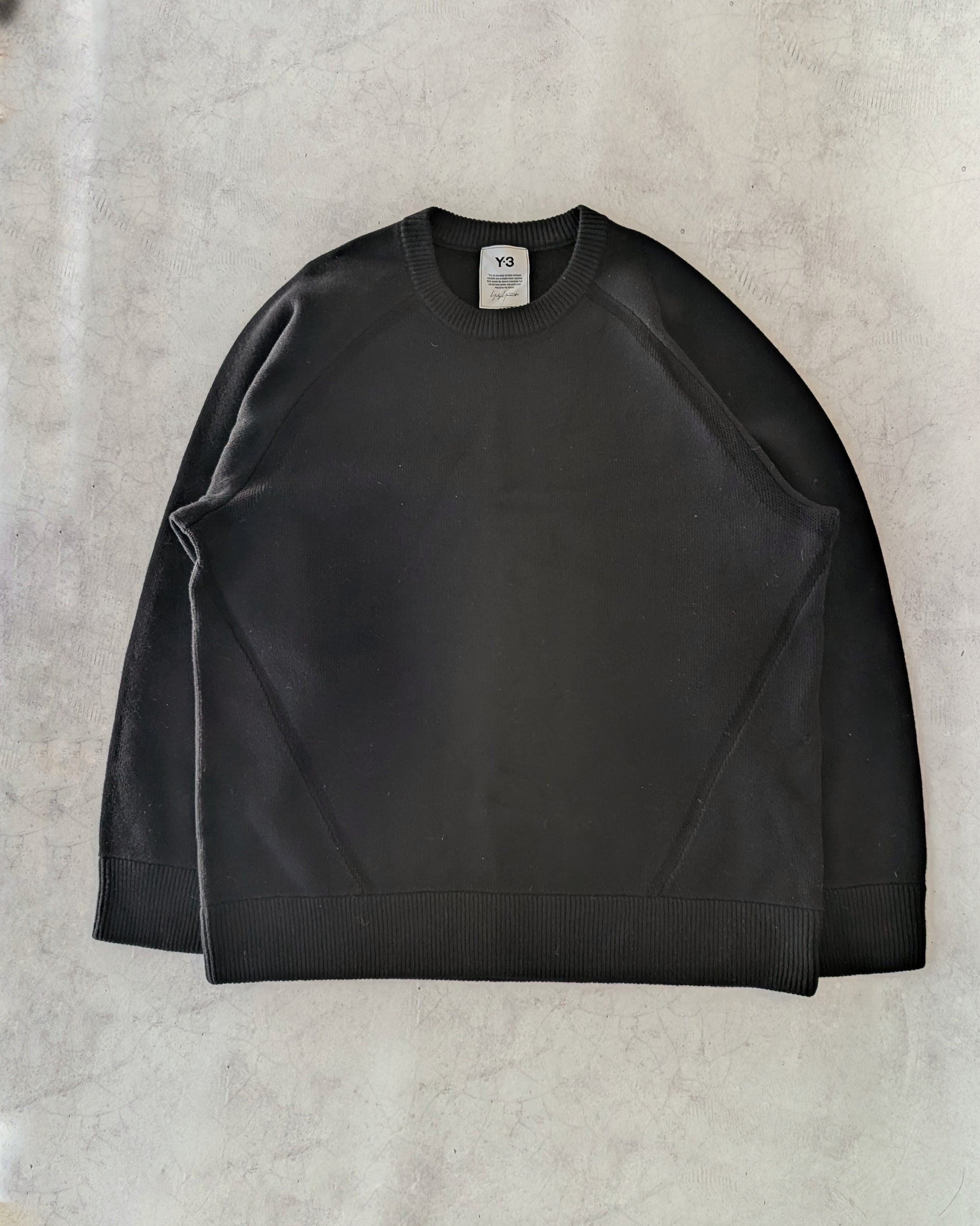 Adidas Y-3 Distressed Knit Wool Big Logo Sweater