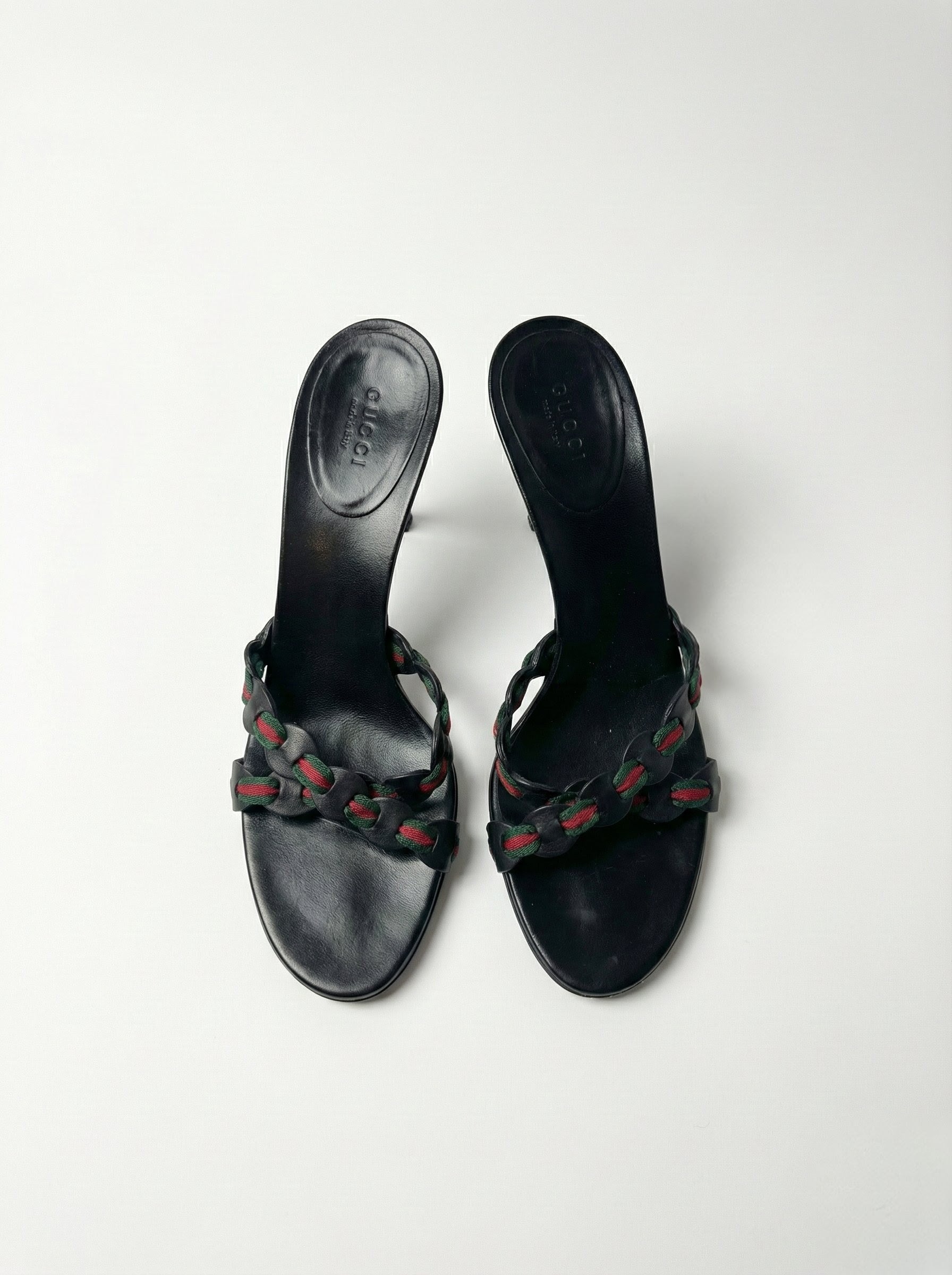 Gucci Tom Ford Era Web Interlocking Sandal Heels