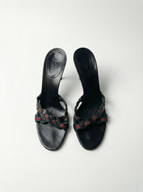 Gucci Tom Ford Era Web Interlocking Sandal Heels