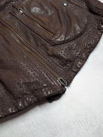 Emporio Armani Sashiko Leather Moto Jacket