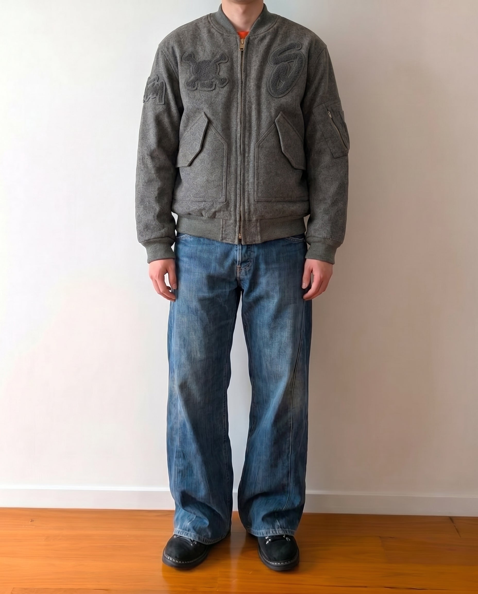 Stussy Wool Chenille Patch Bomber Jacket 90's